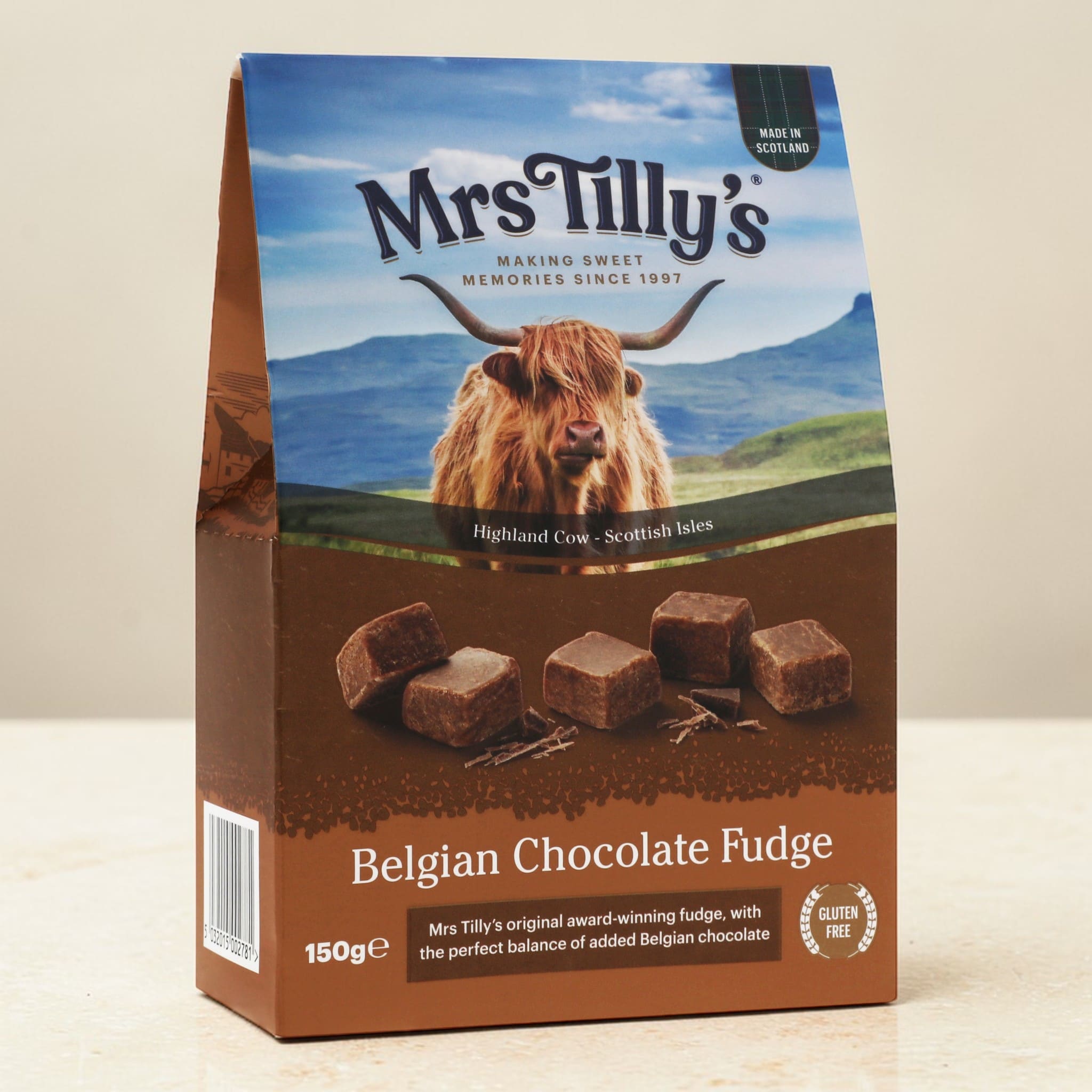 Mrs Tilly's Belgian Chocolate Fudge 150g Scottish Souvenir Gift Box